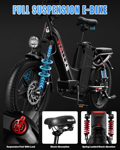 W Wallke AWD Dual Motor Electric Bike for Adults, UL2849 Certified, 48V 60Ah Battery Cell Brand Sam-Sung, Long Range 200 Miles 35MPH Fast Ebike