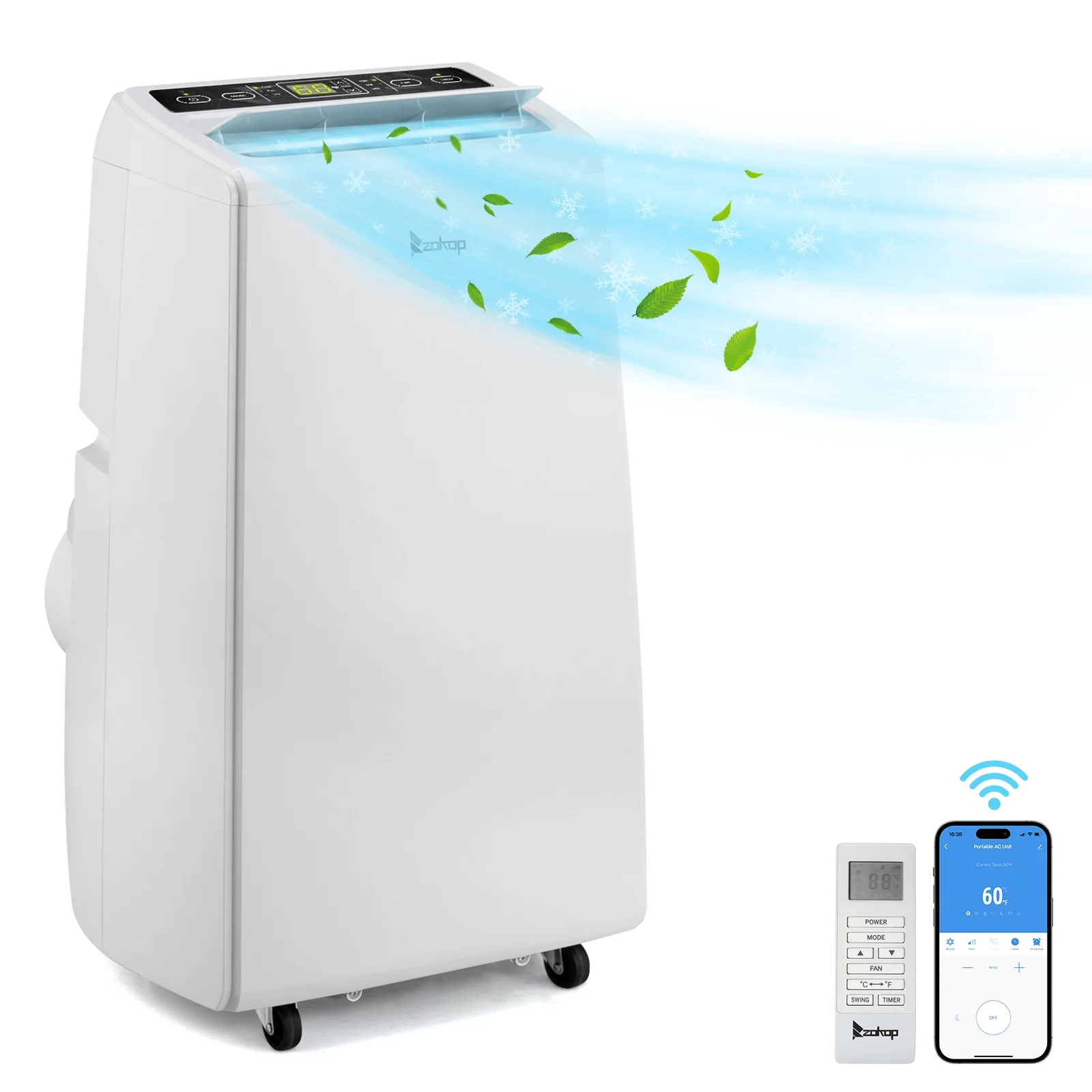 GoDecor Portable Air Conditioner 12000 BTU Power Plug in AC Cold Indoor Room Conditioning System with Cooler, Dehumidifier, Fan, Exhaust Hose