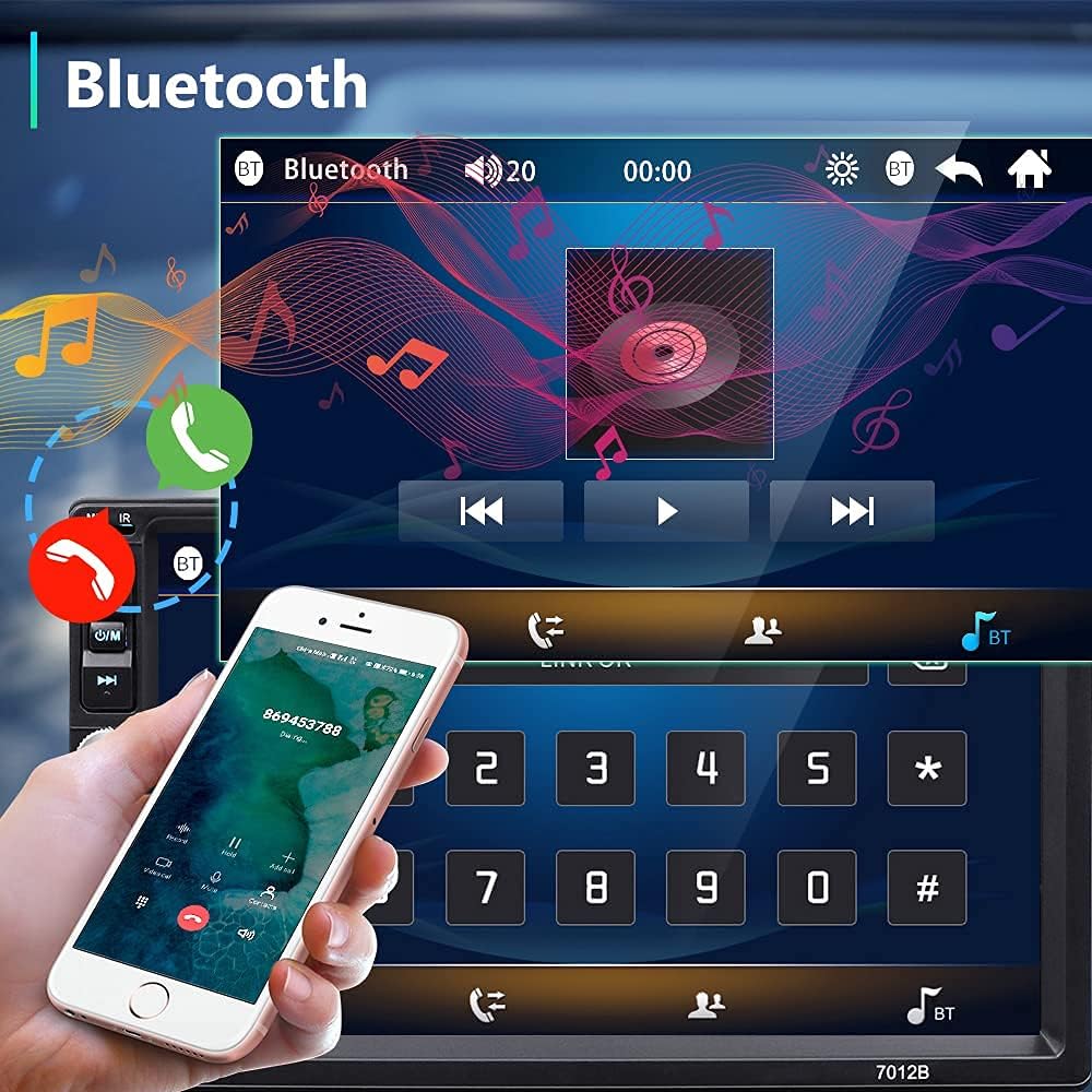 Double Din Car Stereo 7 Inch Bluetooth Car Radio LCD Touch Screen Car Indash Head Unit Support Mirror Link for Android/iOS