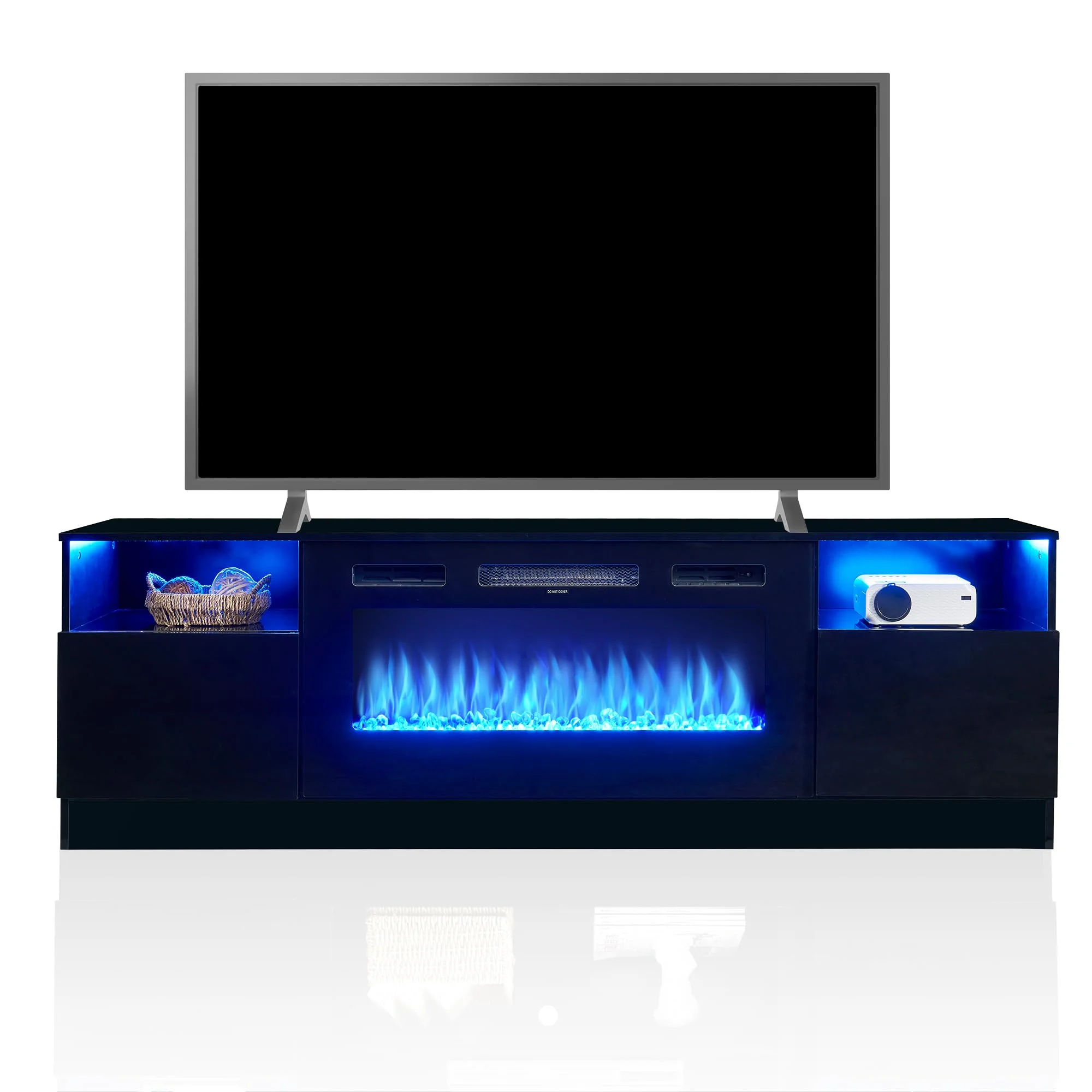 Whalefall Fireplace TV Stand with 36" Electric Fireplace, LED Light Entertainment Center