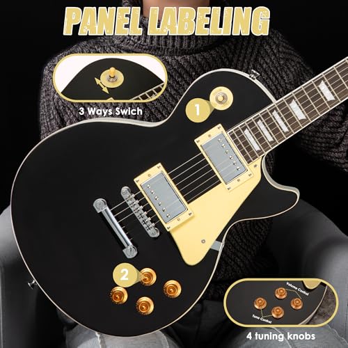 LP Electric Guitar Beginner Kit with 20W Amp & All Starter Accessories, Solid Body, Mahogany Wood