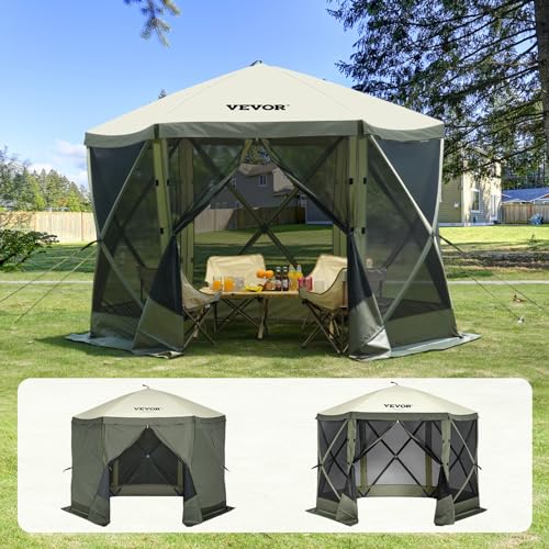 VEVOR Pop Up Gazebo Screen Tent, Pop-Up Instant Gazebo Tents with Mosquito Netting Outdoor Canopy
