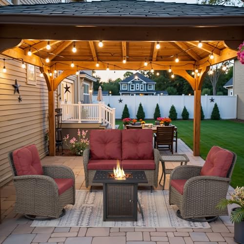 Patio Wicker Chairs Swivel Rocker - Outdoor Swivel Rocking Chairs Set of 2 with Rattan Side Table