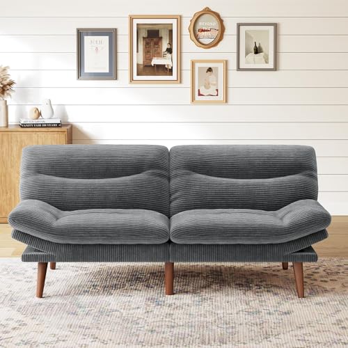 Marsail Futon Sofa Bed, Futon Couch with Adjustable Backrest & Armrests, Convertible Small Sleeper Sofa Bed for Small Apartments, Study Room, Office