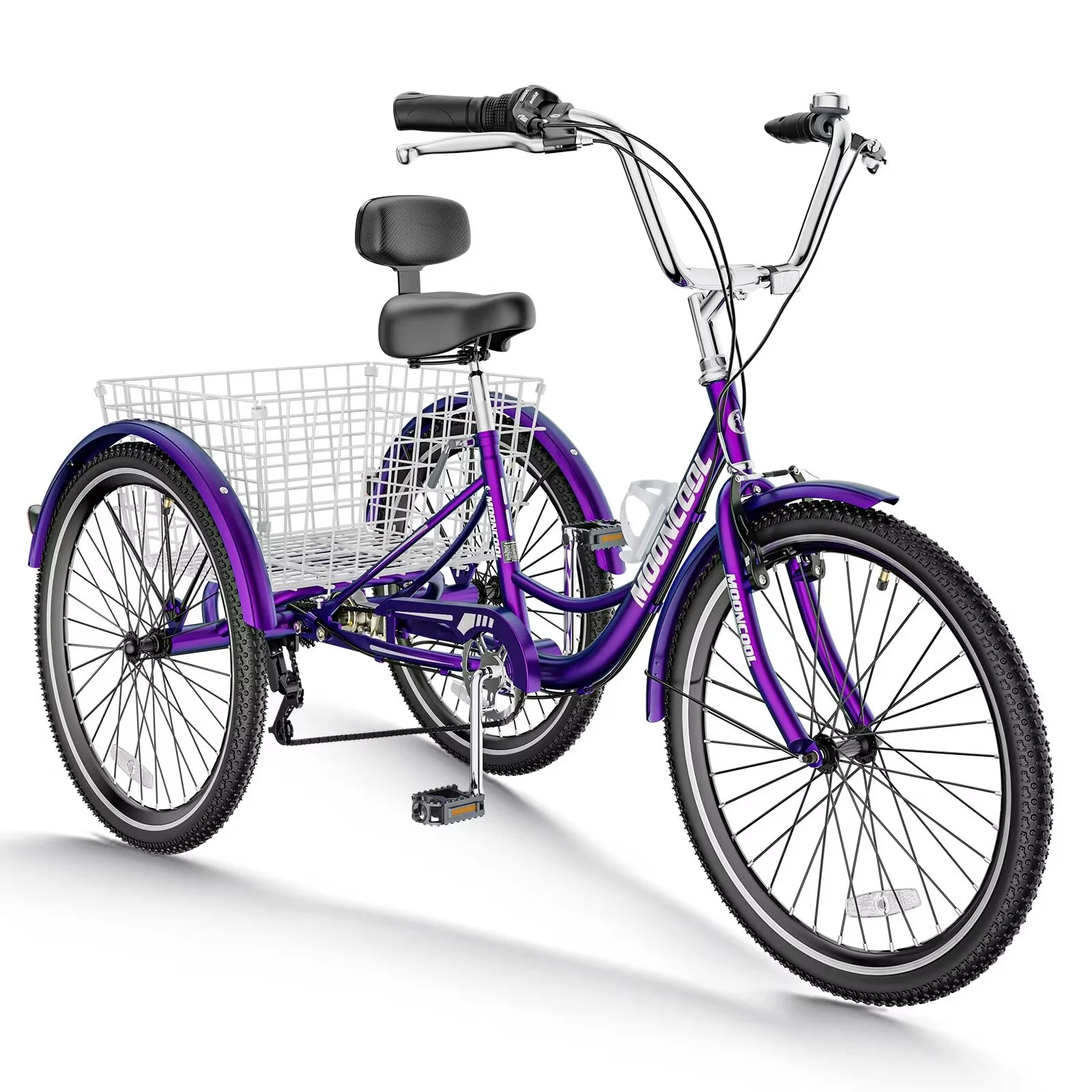 MOPHOTO 7 Speed Adult Tricycle 26 in/24in/20in, Trikes for Adults, Adult Tricycle with Basket & Dual Braking System, Adult Trikes for Women, Men