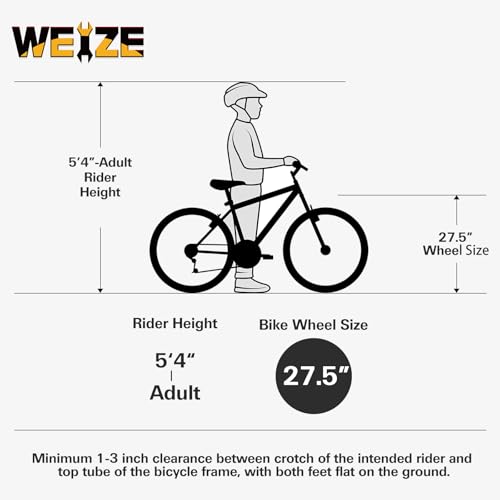 WEIZE Mountain Bike, 26 27.5 inch Outdoor Hybrid Bikes,18-Speed/High-Carbon Steel/Dual Full Suspension, Adjustable Ergonomic Seat for Men Women Adult