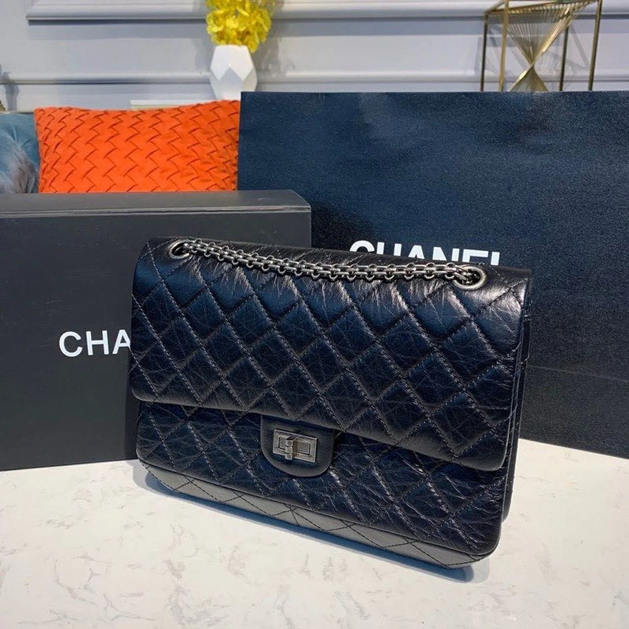 Chanel 2.55 Handbag Silver Hardware Black For Women, Women&rsquo;s Bags, Shoulder And Crossbody 11in/28cm A37586