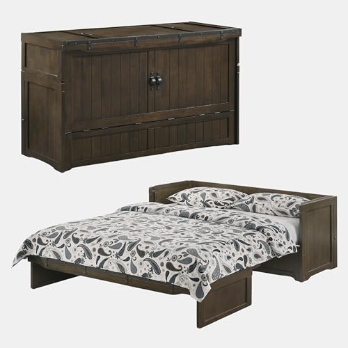 NIGHT & DAY Furniture Murphy Cube Cabinet Bed (White, Queen)