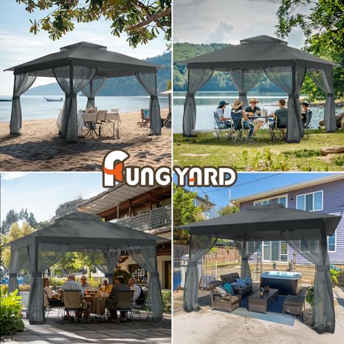 Outdoor Pop Up Gazebo 10x10 - Instant Canopy Tent with Mosquito Nettings