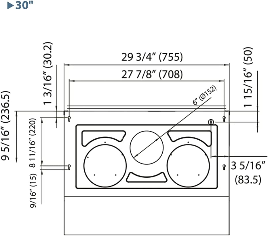 PACIFIC 30'' Economy Under Cabinet Range Hood, White, CFM550, 2-speed settings, rocker switch, Filter-less design