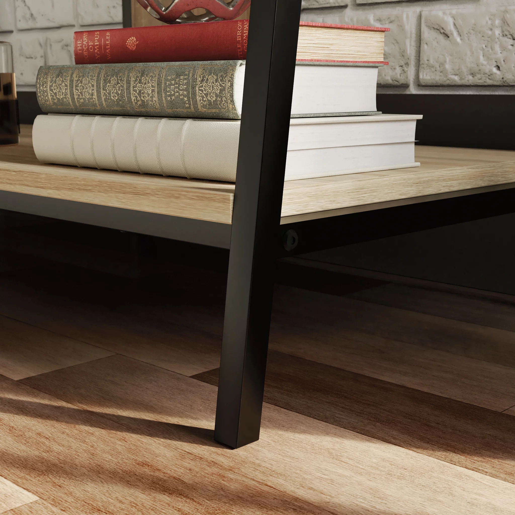 Sauder North Avenue Wood & Metal 2-Shelf TV Stand with Mount for TVs up to 50", Charter Oak Finish