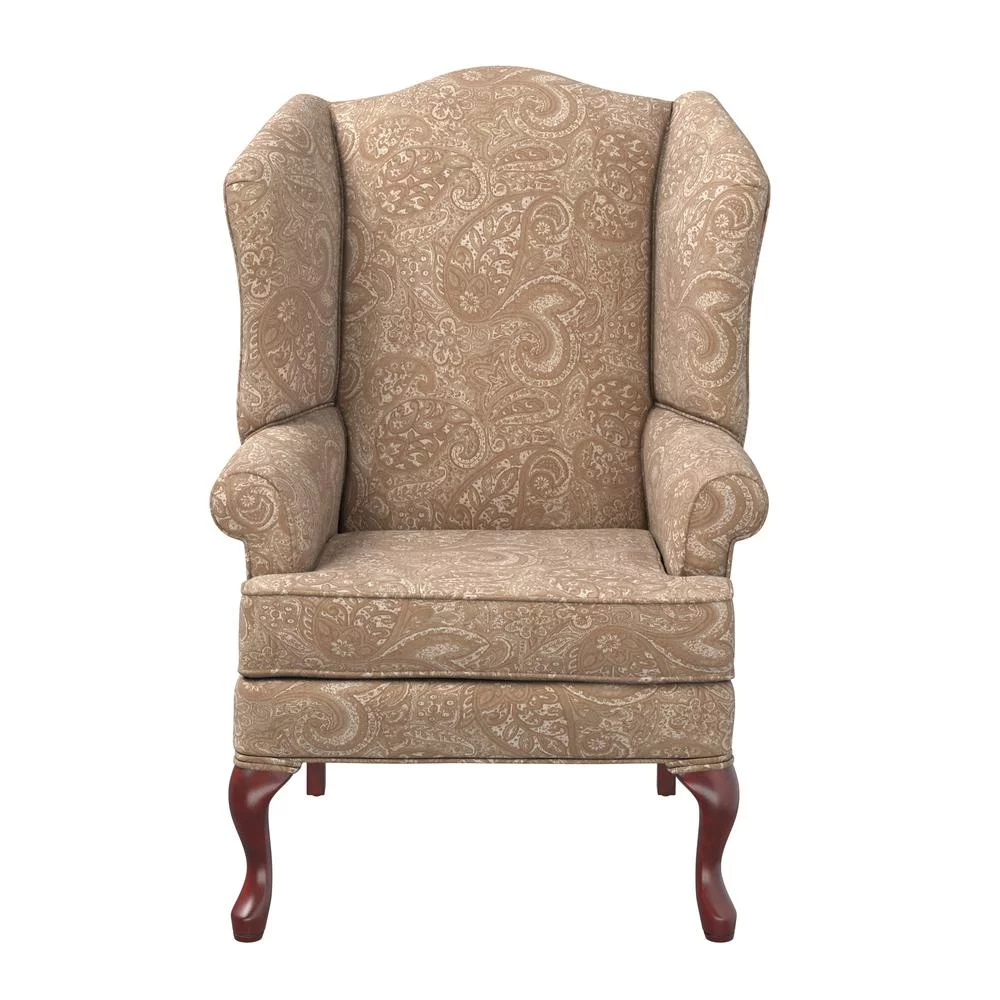 Comfort Pointe Paisley Cream Chenille Traditional Wingback Accent Chair