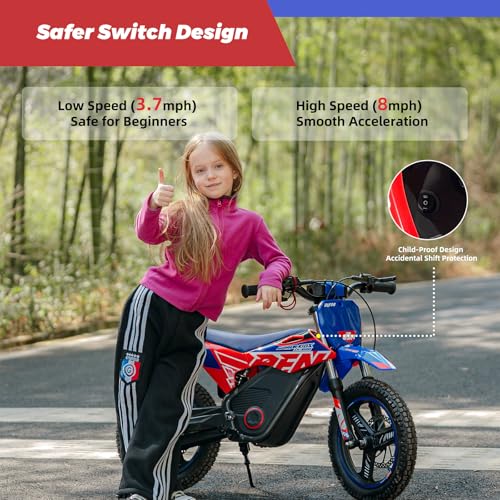 E500 36V Kids Electric Dirt Bike, Electric Motorcycle with 700W Motor | 21.7 mph Max Speed, 15.5-Mile Range & 3 Speeds Off-Road Bike for Ages 4-8