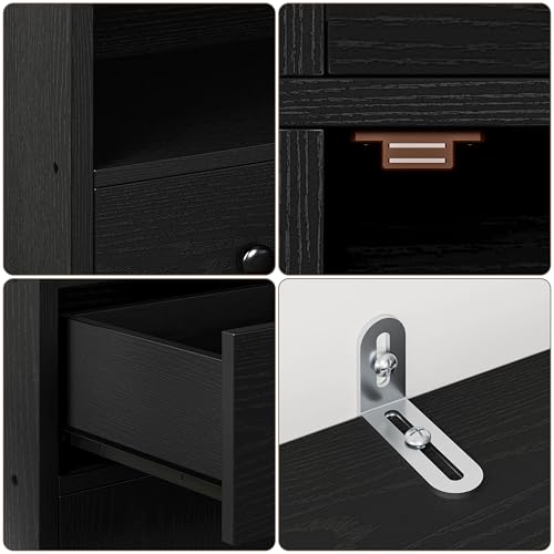 IRONCK 78.7" Bookcase with 4 Drawers and 4 Doors, 6 Tier Large Bookshelf with Storage, Floor Standing Display Storage Shelves