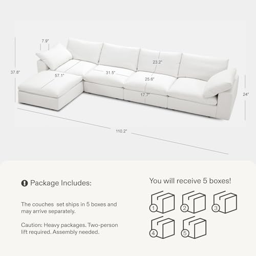 Cloud Couch Oversized Modular Sectional Sofa True Relax Comfy Couches Wide&Deep Seat Sofas for Living Room Metal Frame Furniture Sets