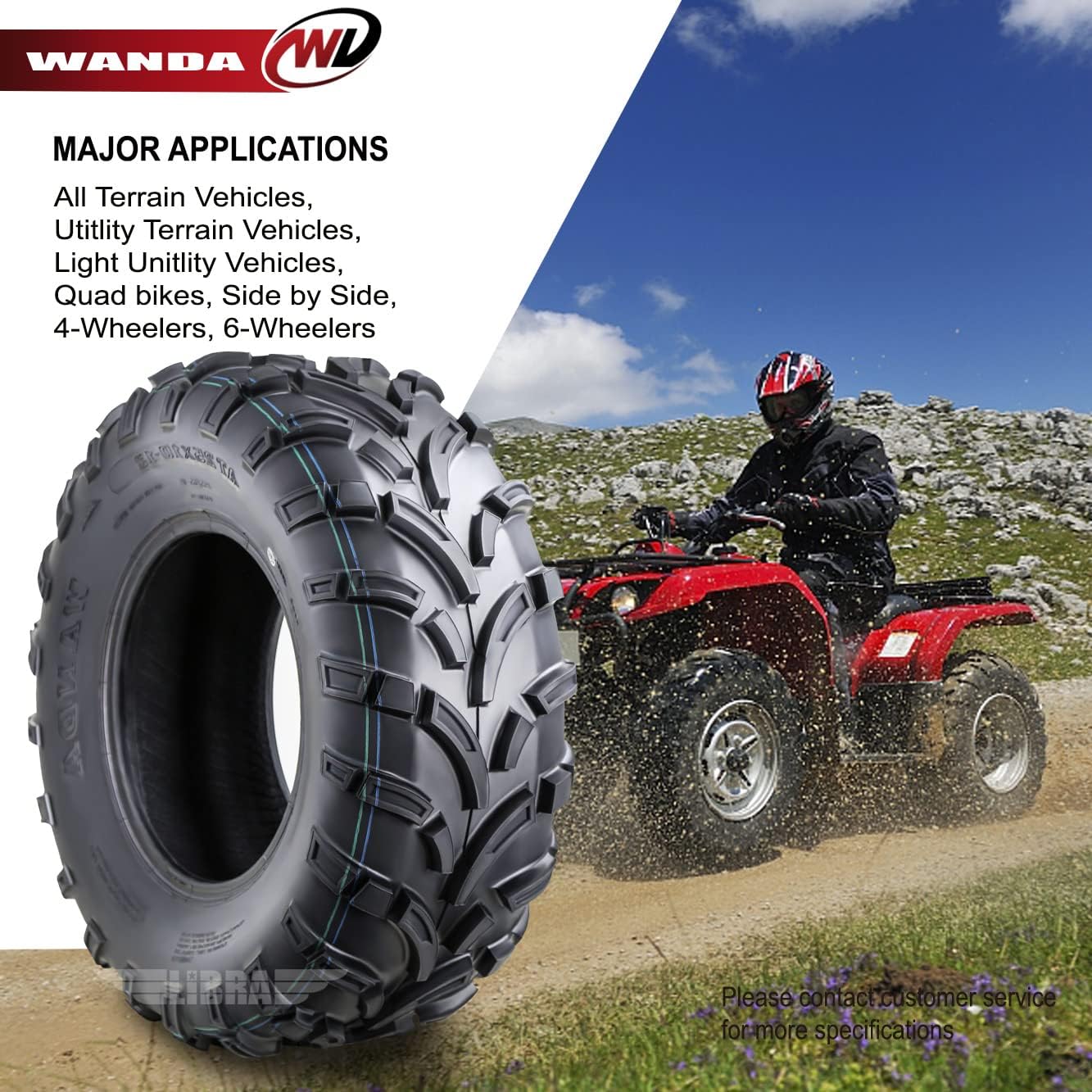 One New WANDA ATV/UTV Tire 25x10-12 25x10x12 /6PR High Load Capacity - 10204