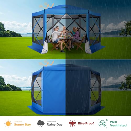 COBIZI 12x12ft Pop up Gazebo Screen Tent Screen House for Camping, Camping Outdoor Screened Gazebo, Canopy Tent