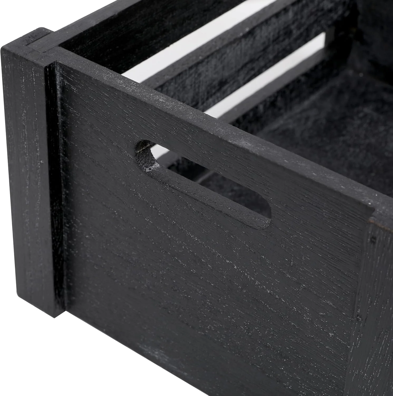 Large Classic Black Wooden Crates For Dispaly,Set Of 3 Wood Crates With Handles,Rustic Handmade Wood Boxes For Storage Or Display
