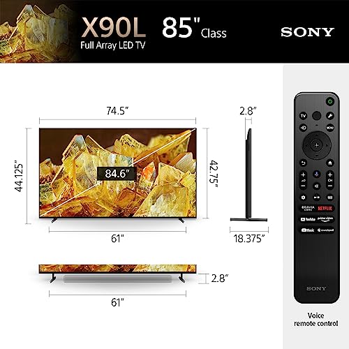 Sony 85 Inch 4K Ultra HD TV X90L Series: BRAVIA XR Full Array LED Smart Google TV with Dolby Vision HDR and Exclusive Features for The PlayStation® 5