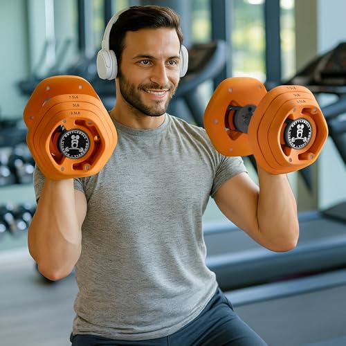 AOTOB 25/55 lbs Dumbbell Set, Anti-Slip Fast Adjust Turning Handle, Adjustable for Men and Women, Pair for Home Gym Exercise