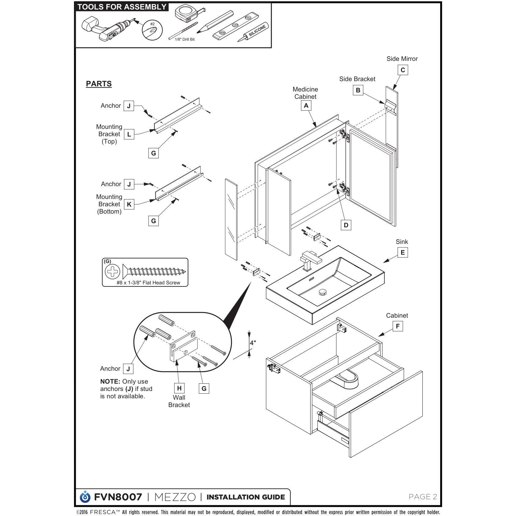 Fresca Mezzo 30x22 Gray Oak Wall Hung Modern Bathroom Cabinet