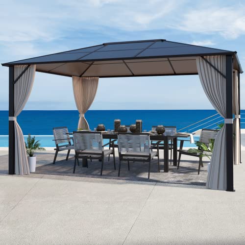 EROMMY 10' x 12' Hardtop Gazebo, Aluminum Frame Gazebos with Galvanized Steel Double Roof