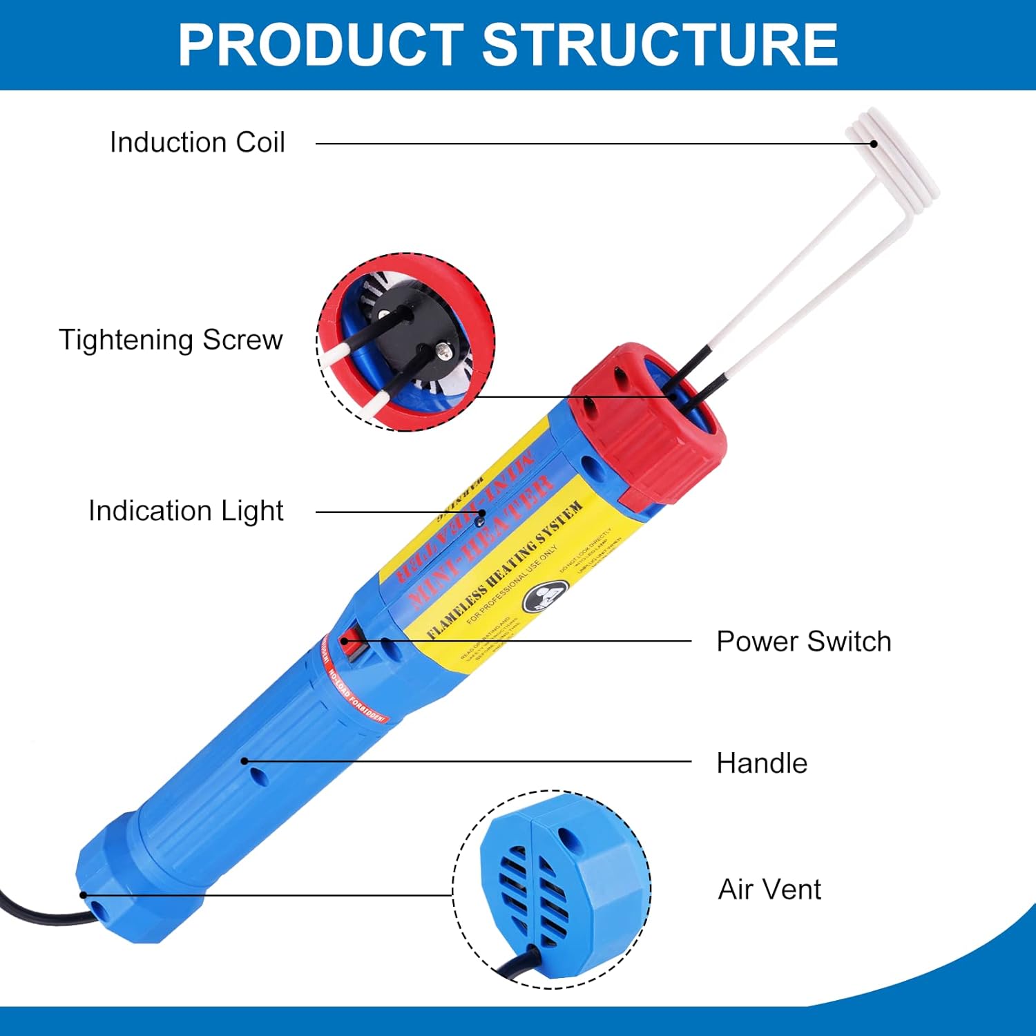 1100W Magnetic Induction Heater Kit 8 Coils Handheld Induction Heater for Rusty Screw Removing,with Portable Storage Box