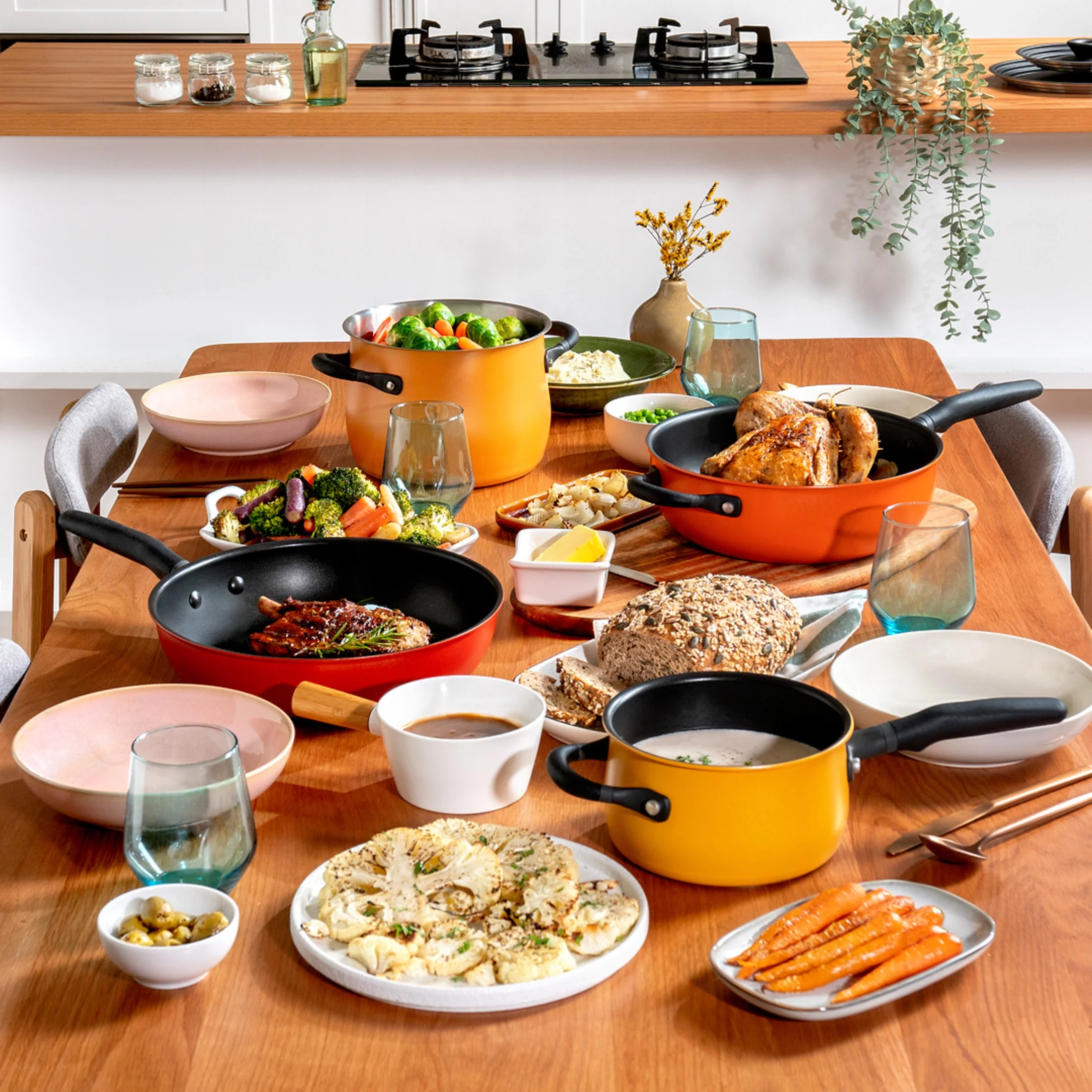 Meyer Accent 6 Piece Aluminum Nonstick and Stainless Steel Pots and Pans Set