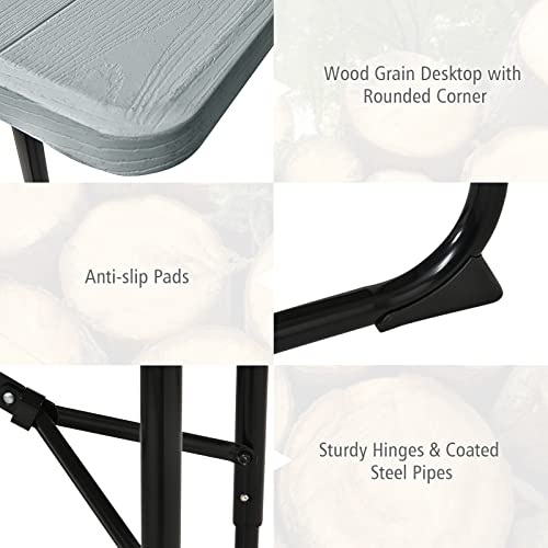 GYMAX Picnic Table, 550 LBS Folding Picnic Tables with Benches & Seats, Weather-Resistant Easy Setup Portable Picnic Table
