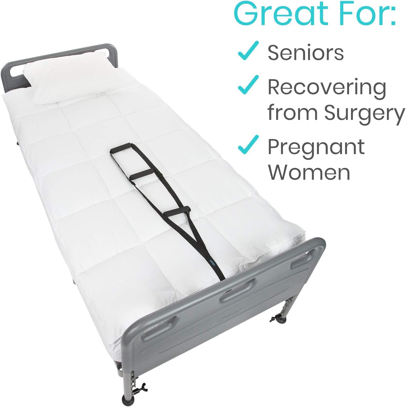 Vive Bed Ladder Assist - Pull Up Assist Device with Handle Strap - Rope Ladder Caddie Helper - Sitting, Sit Up Hoist for Elderly, Senior