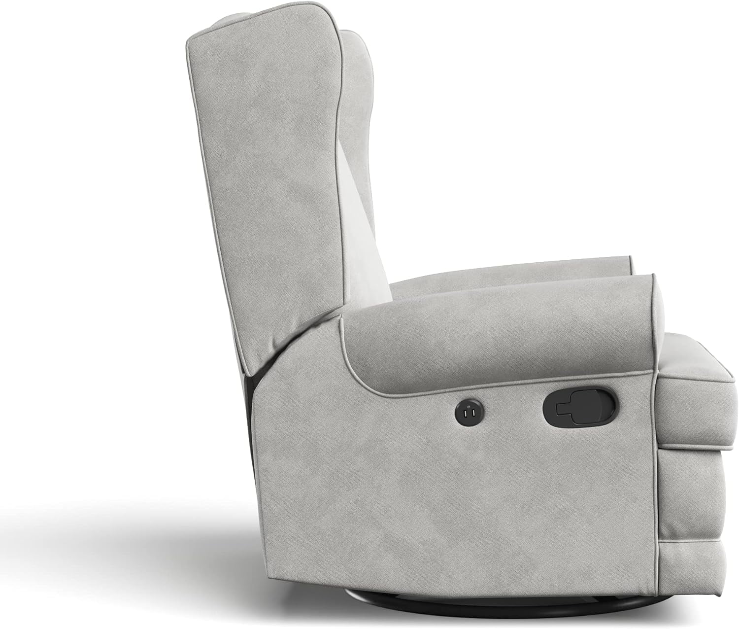 Storkcraft Serenity Wingback Children's Nursery Recline Glider with USB, Steel