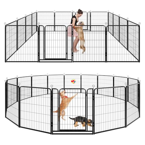 Dog Playpen Outdoor Extra Wide 12 Panels Heavy Duty Anti-Rust Coating-Strengthened Dog Fence 40" Height with Doors Portable for RV Camping Yard
