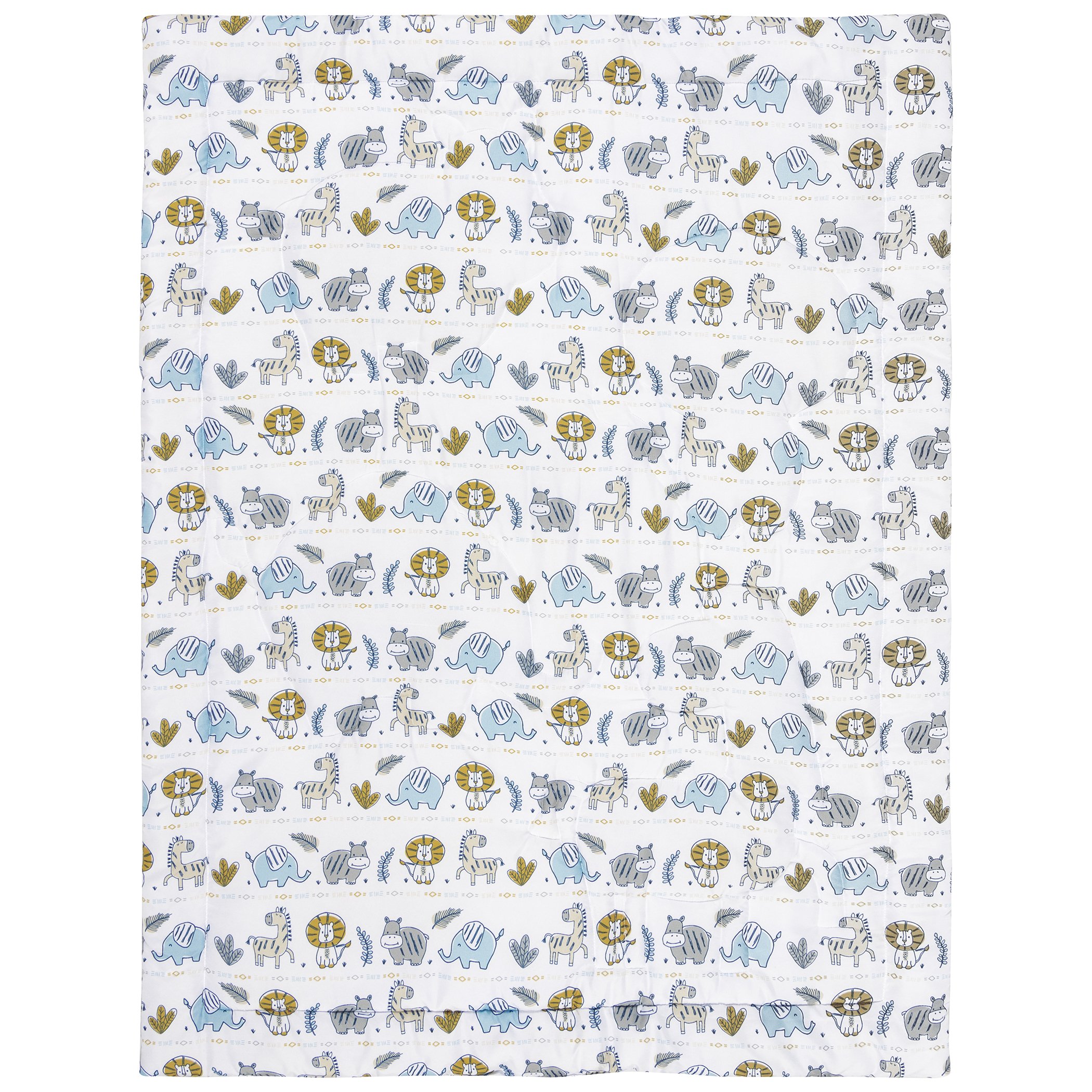 Sammy & Lou Zambia 4 Piece Crib Bedding Set. White, Tan, Orange, Blue, Navy and Gray Set is 100% Microfiber