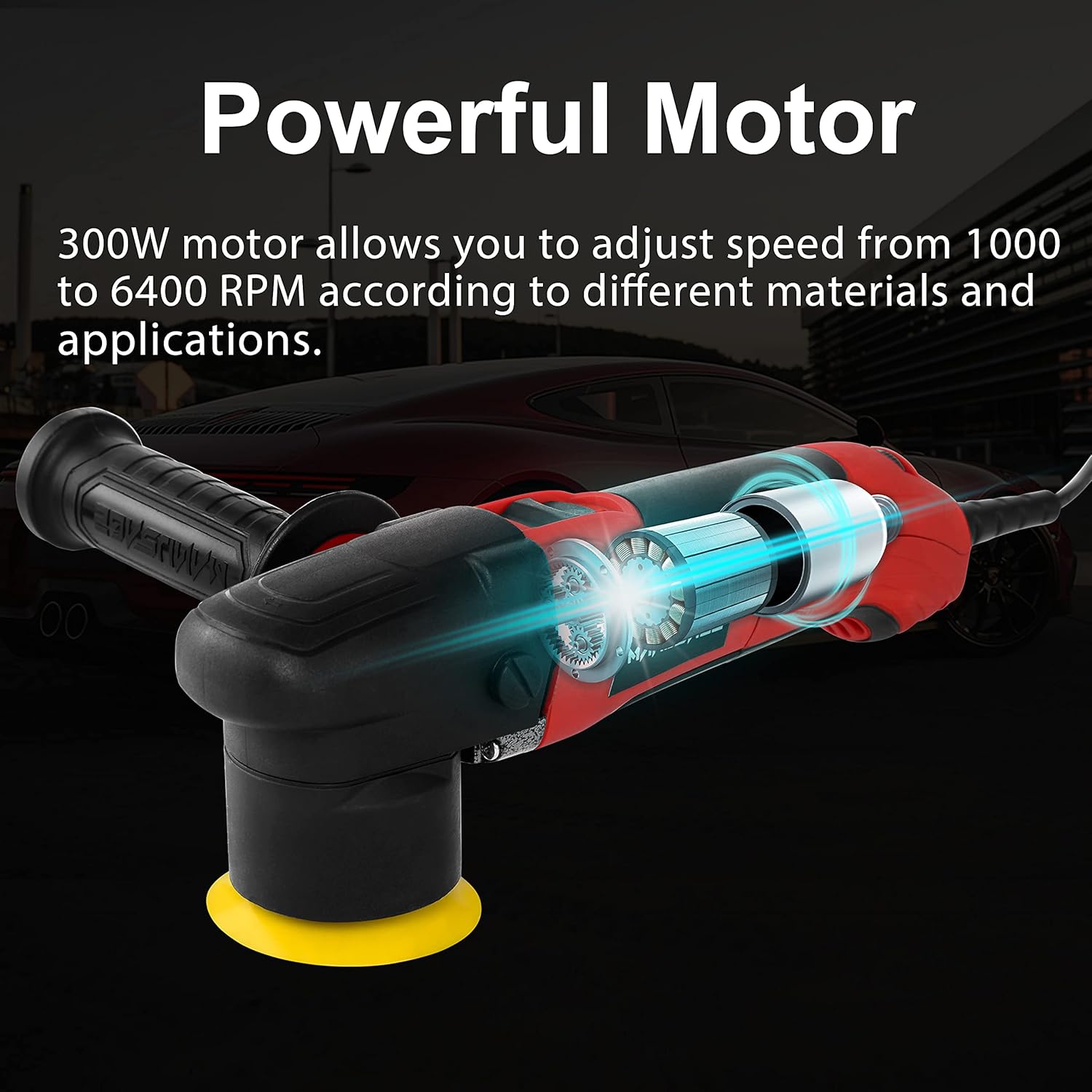 MANUSAGE 6-Inch Dual Action Car Polisher,7Amp Random Orbital Polisher,Variable Speed Buffer Polisher with Two Detachable Handles