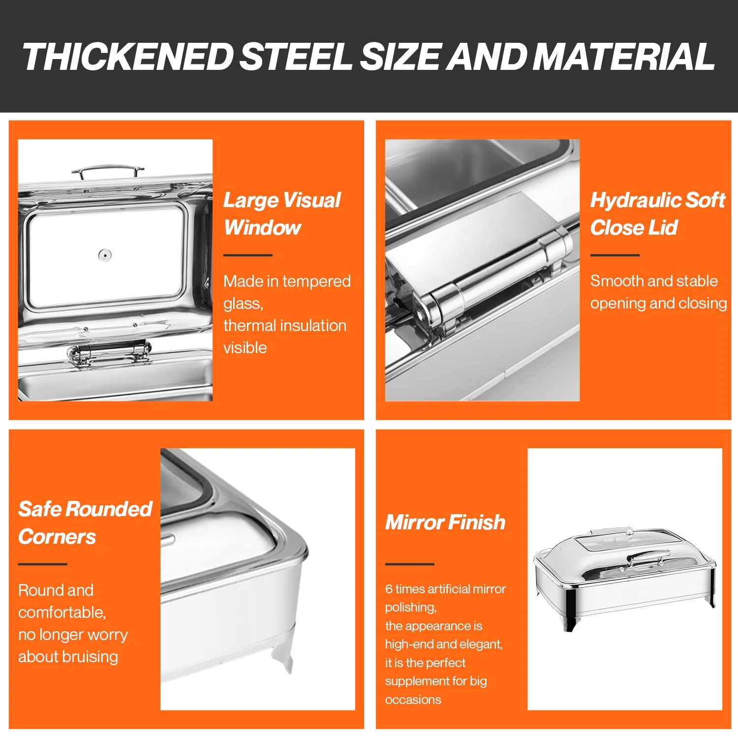 Gvode Electric Buffet Server Food Warmer with Glass Window for Catering, Buffet, Adjustable Temp