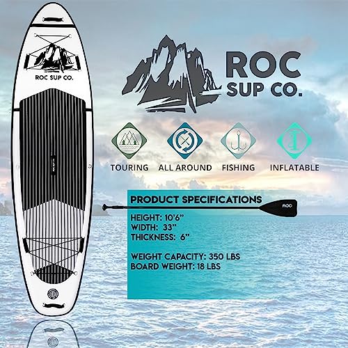 Roc Inflatable Stand Up Paddle Boards with Premium SUP Paddle Board Accessories, Wide Stable Design, Non-Slip Comfort Deck for Youth & Adults