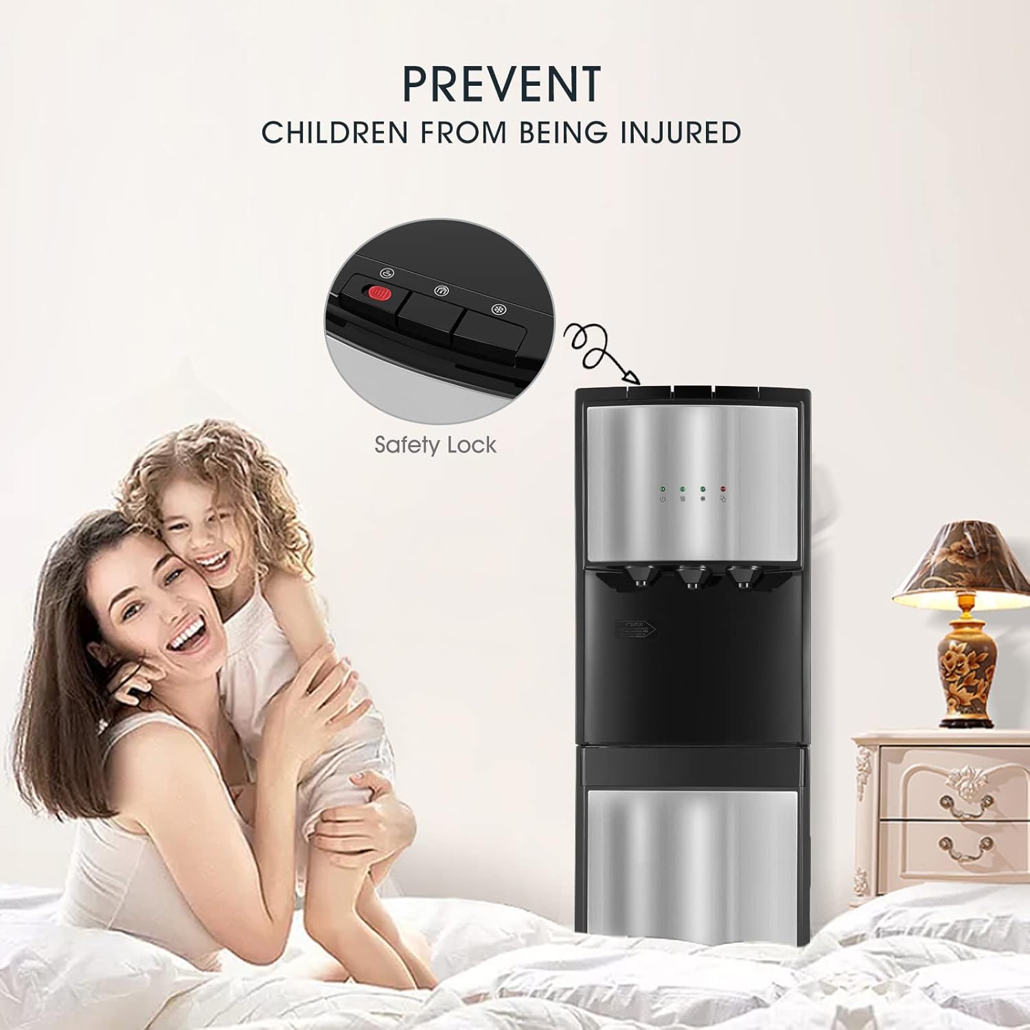 Bottom Loading Water Dispenser 5 Gallon,Hot Cold and Room Water Cooler with 3 Temperature Spouts
