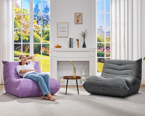 Bean Bag Chairs for Adults Giant Bean Bag Chair Memory Foam BeanBag Chair Big Bean Bag Sofa with Filler Faux Fur Fireside Beanbags Lazy Sofa for