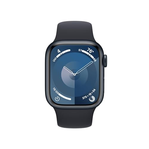 Apple Watch Series 9 [GPS 45mm] Midnight Aluminum Case with Midnight Sport Band, S/M (Renewed) - Radiant Selections