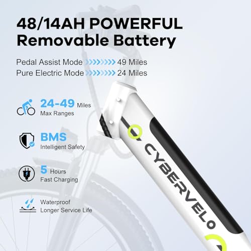 1000 Peak Electric Bike for Adults,up 80 Miles Removable Battery Ebike, 26" Electric E Bike with 7-Speed