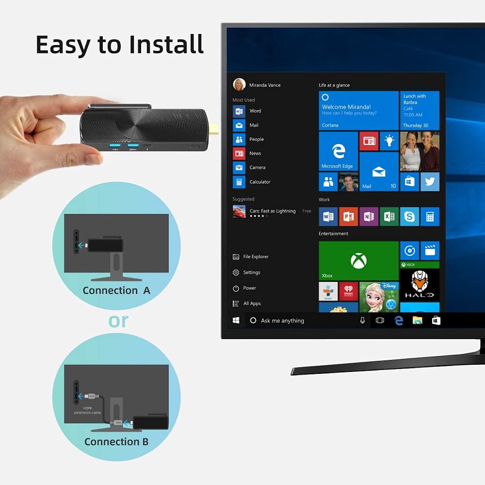 MeLE PCG02 Fanless Mini PC Stick Windows 11 Pro Celeron J4125 8G/128G Portable Computer Stick for Business & Home Video Support HDMI 4K 60Hz, BT4.2