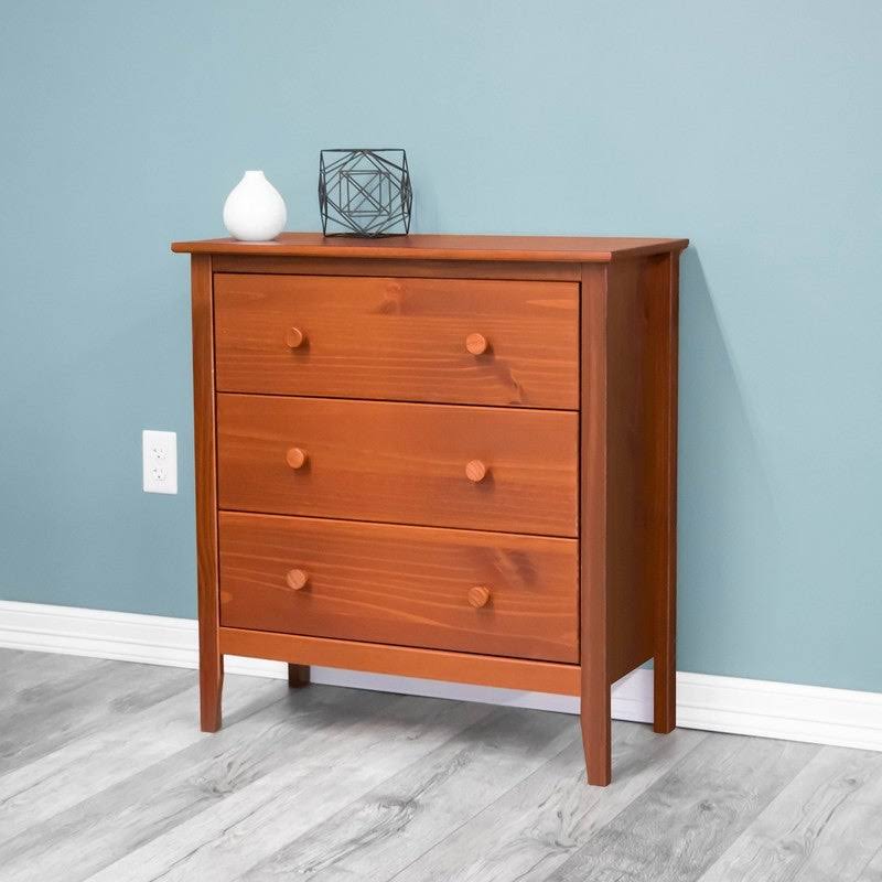 Adeptus Easy Pieces Solid Pine 3-Drawer Chest, Pecan Brown