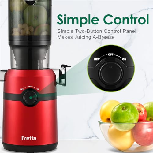 Cold Press Juicer Machines,Fretta Slow Masticating Juicer Machines with 4.25" Large Feed Chute,Fit Whole Fruits & Vegetables Easy Clean Self Feeding