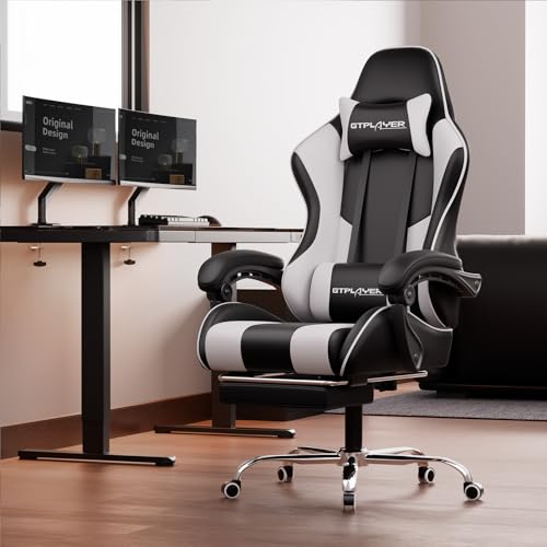 GTPLAYER Gaming Chair, Computer Chair with Footrest and Lumbar Support