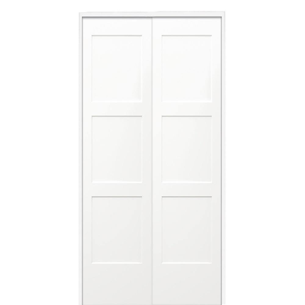 MMI Door 36 in. x 80 in. Birkdale Primed Bi-Parting Solid Core Molded Composite Prehung Interior French Door on 6-9/16 in. Jamb