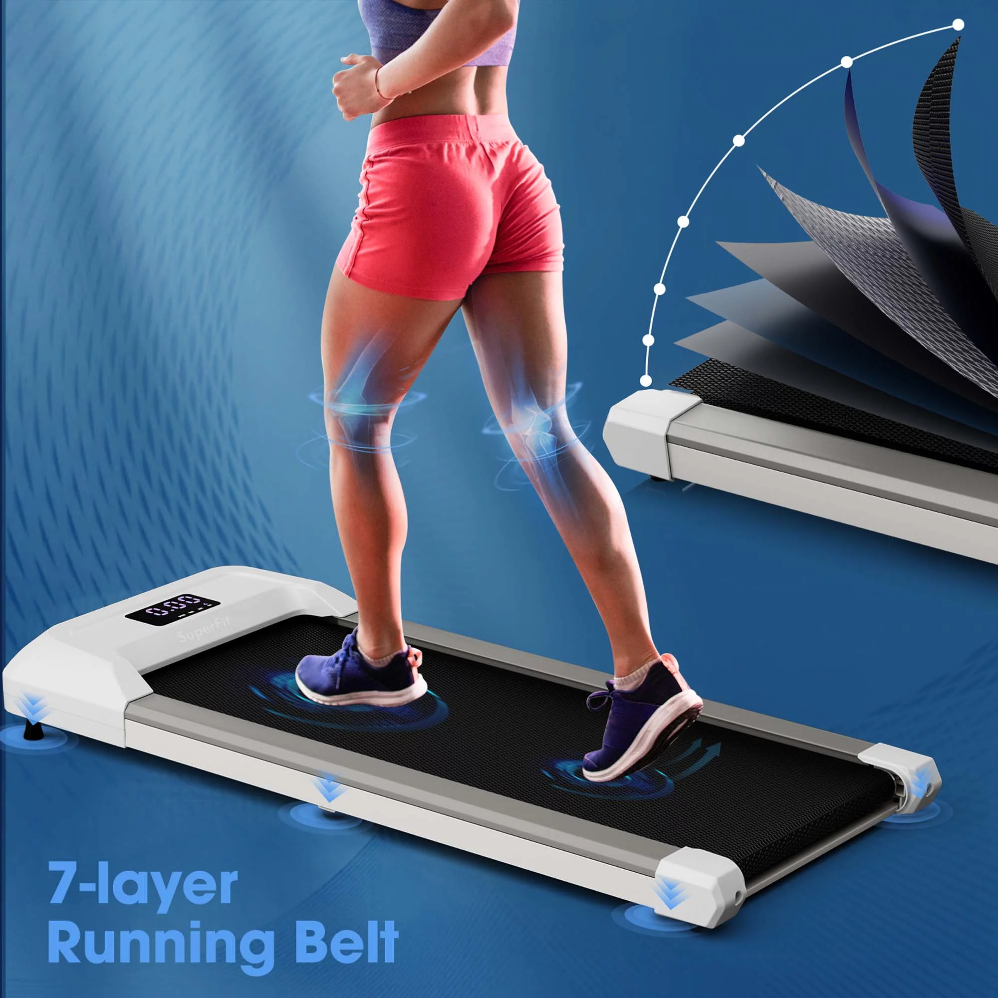 SuperFit 0.6-3.8MPH Walking Pad Under Desk Treadmill with Remote Control and LED Display Black