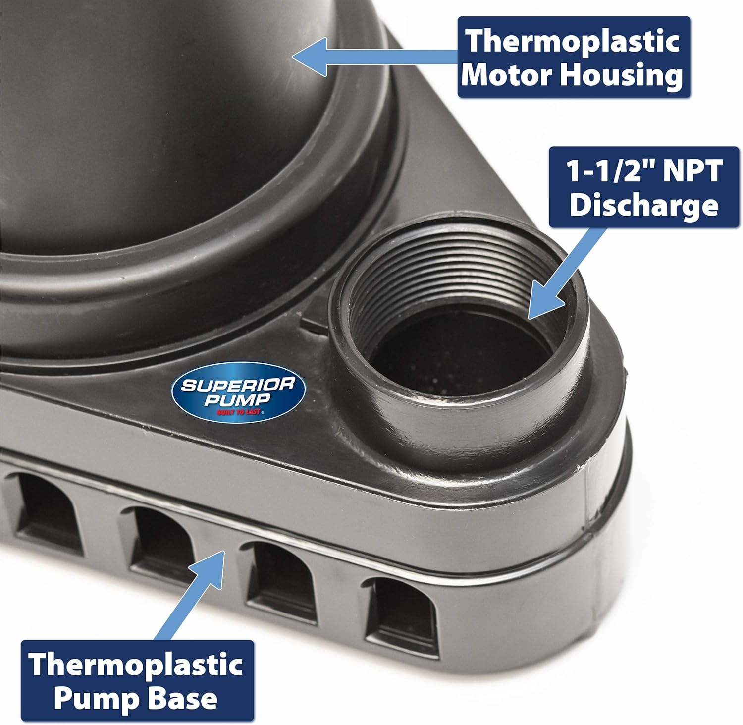 Superior Pump 92572 1/2 HP Thermoplastic Submersible Sump Pump with Vertical Float Switch