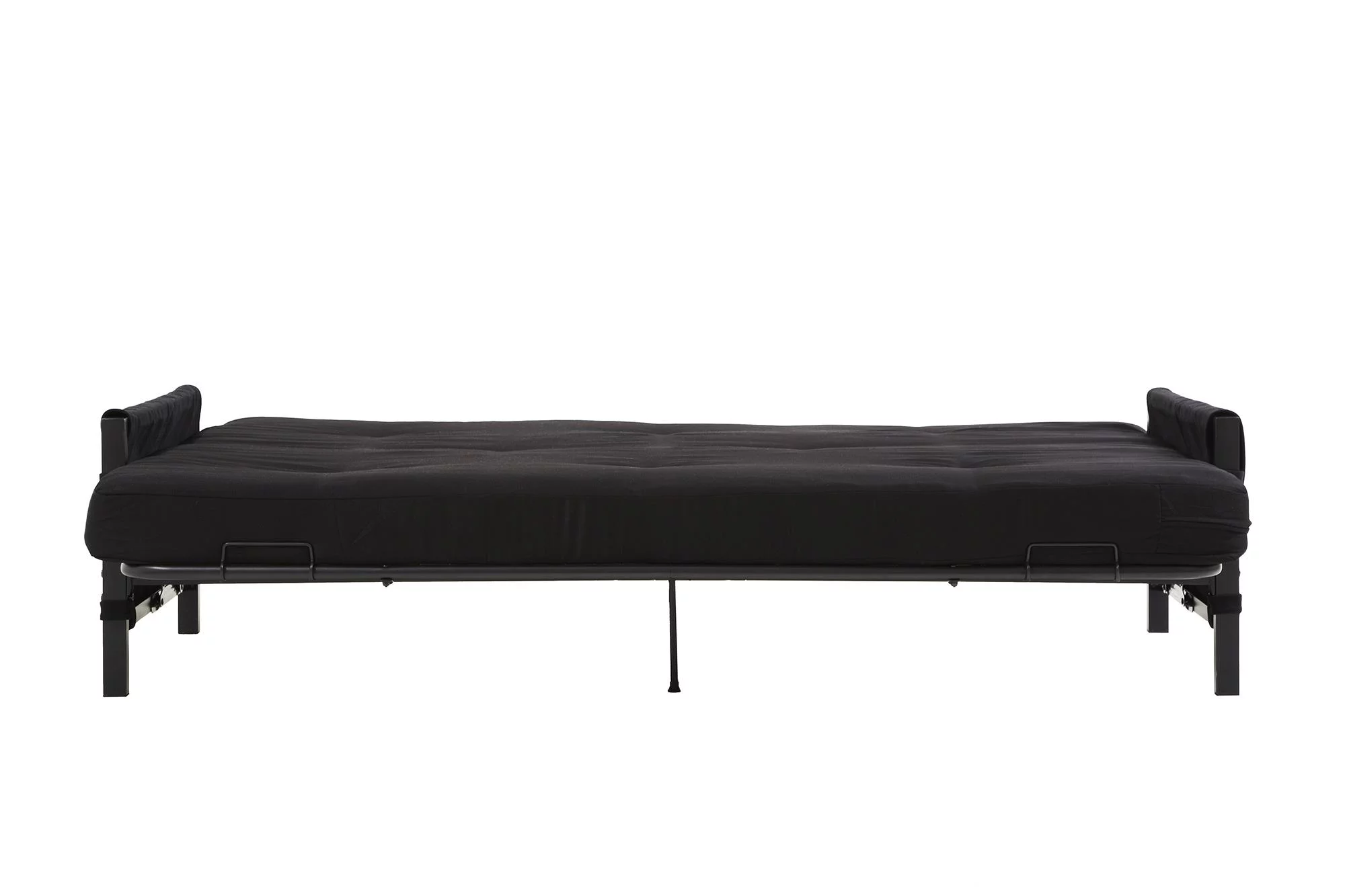 DHP Fairview Futon Set with Black Metal Frame, 6" Mattress and Storage Pockets, Black
