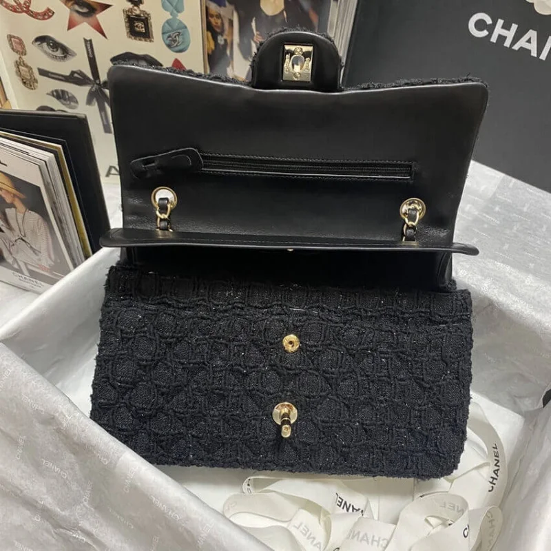 Chanel Class-Flap Bag In Black Tweed 1112