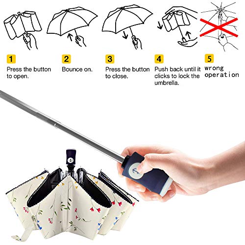 DBA FDJASGY UV Sun Umbrella Compact Folding Travel Umbrella Auto Open and Close for Windproof